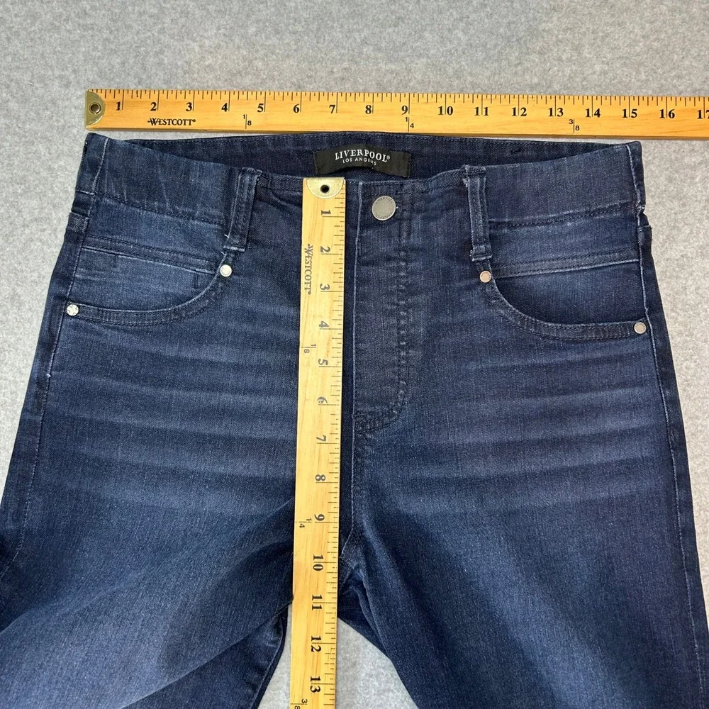 Liverpool The Gia Glider Crop Jeans Twisted Split Hem Dark Wash Denim Size‎ 8 29